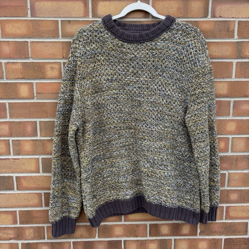 Urban BDG UO Unisex S Blended Knit Sweater Yellow Brown Earthtone Oversized